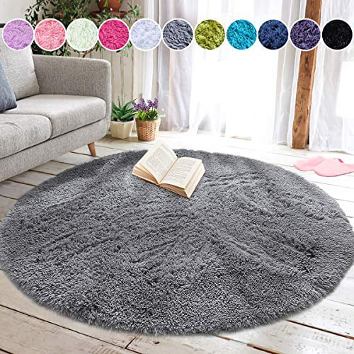 UK Shaggy Circle Round Rug Living room Bedroom Carpet Floor Fluffy Mat Anti-Skid